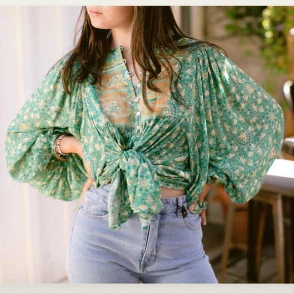 🔥LAST 1🔥NWT SPELL MADAME PEACOCK BLOUSE - Picture 3 of 9